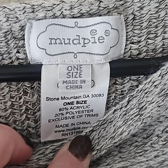 Mud pie gray and tan neutral fringe poncho - Picture 3 of 5